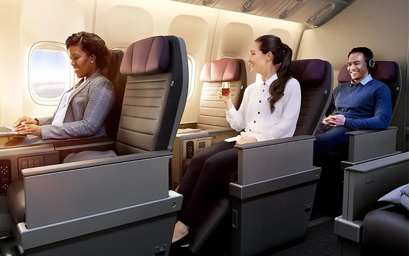 United Airlines cabina Premium Plus en vuelo Lima Houston